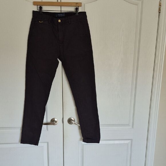 Zara Man Black Pants with Gold Button - Picture 3 of 16